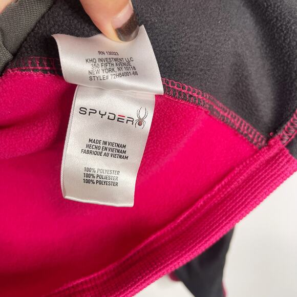 Spyder Girls L Pink Gray Bandita Full Zip Fleece Jacket Sweater Knit Colorblock - Picture 9 of 12